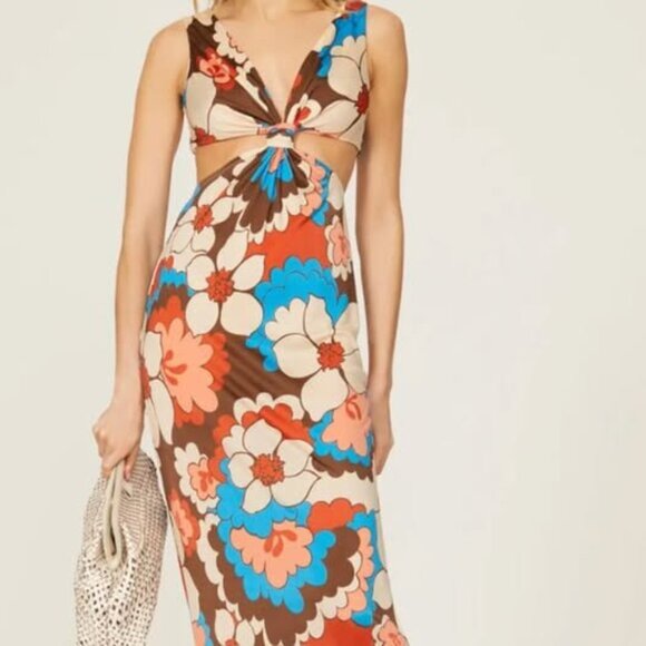 Ronny Kobo “Sammy” Knotted Cutout Linen Maxi Dress – Size Small - Picture 9 of 9